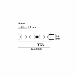 Kép 3/5 - ISOLED CRI940 Linear8 flexibilis LED szalag, 24V, 8W, IP20, 4000K, 210 LED/m, 850 lm, 5 méter