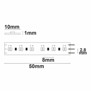 Kép 3/5 - ISOLED CRI918/940 Linear10 flexibilis LED szalag, 24V, 20W, IP20, CCT (1800K-4000K), 240 LED/m, 1600 lm, 5 méter