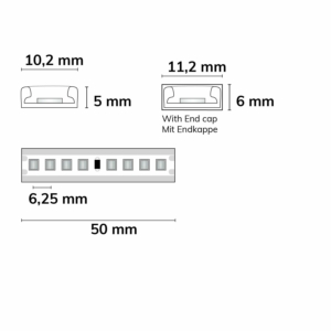 Kép 2/2 - ISOLED AQUA930 PU lineáris LED szalag, 24V, 12W, IP68, 3000K, 160 LED/m, 1650 lm, 5 méter