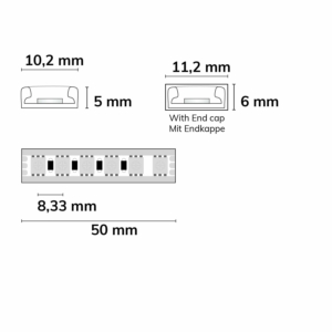 Kép 2/2 - ISOLED AQUA RGB PU lineáris LED szalag, 24V, 14.4W, IP68, 120 LED/m, 800 lm, 5 méter