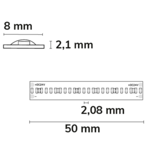 Kép 3/3 - ISOLED COB965 LED szalag, 24V, 8W, IP20, 6500K, 480 LED/m, 775 lm, 5 méter