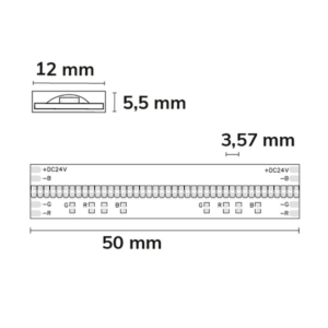 Kép 3/3 - ISOLED AQUA COB RGB lineáris LED szalag, 24V, 14.4W, IP68, 840 LED/m, 800 lm, 5 méter