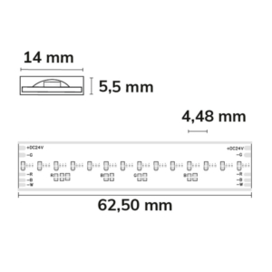 Kép 3/3 - ISOLED AQUA COB RGB+3000K lineáris LED szalag, 24V, 20W, IP68, 896 LED/m, 1150 lm, 5 méter