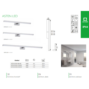 Kép 3/11 - Kanlux ASTEN tükörmegvilágító LED lámpa, 12W, ezüst, 4000K, 770 lumen, 60 cm
