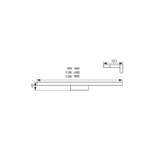 Kép 5/10 - Kanlux ASTEN tükörmegvilágító LED lámpa, 12W, fekete, 4000K, 850 lumen, 60 cm