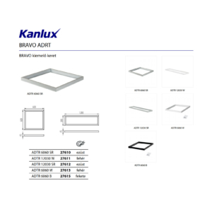 Kép 4/4 - Kanlux ADTR kiemelő keret LED panelhez, 60x60x4.5cm, összeszerelt, fekete