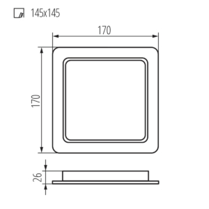 Kép 3/3 - Kanlux TAVO beépíthető mini LED panel, 18W, 4000K, 1900 lm, IP44, négyzet, fehér