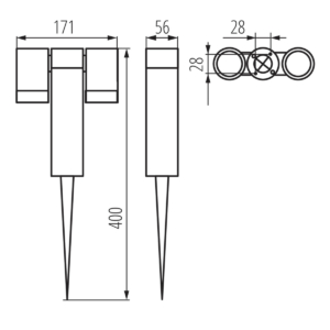 Kép 5/5 - Kanlux USTI leszúrható kültéri lámpa antracit, GU10, 2x7W, IP54, 40 cm