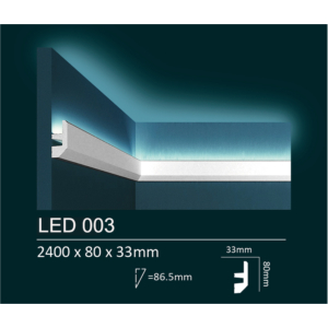 Kép 1/7 - Dubai Decor LED003 rejtett világításos díszléc 2400 x 80 x 33 mm