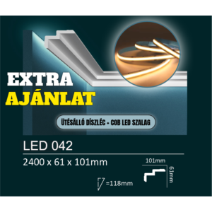 Kép 1/7 - EXTRA kedvezmény csomag - LED042 rejtett világításos/holker díszléc + COB LED szalag