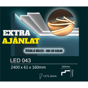 Kép 1/6 - EXTRA kedvezmény csomag - LED043 rejtett világításos/holker díszléc + COB LED szalag