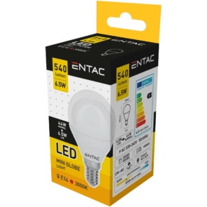 Kép 1/5 - Entac LED Mini Globe izzó E14 6,5W 3000K, 540 lumen (K)