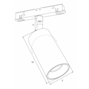 Kép 2/10 - MAXLIGHT Track Magnetic 48V-os sínrendszeres spot lámpa, állítható, 12W, 3000K, 664 lm,  Ø5 cm, fekete, DALI