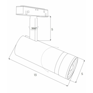 Kép 2/10 - MAXLIGHT Track Magnetic 48V-os sínrendszeres spot lámpa, állítható, 12W, 3000K, 784 lm,  Ø5 cm, fekete, DALI