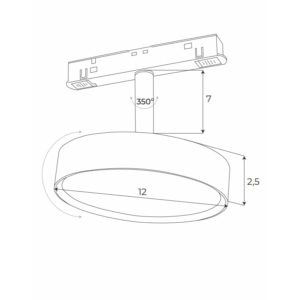 Kép 2/10 - MAXLIGHT Track Magnetic 48V-os sínrendszeres spot lámpa, állítható, 11.5W, 3000K, 855 lm,  Ø12 cm, fekete, DALI