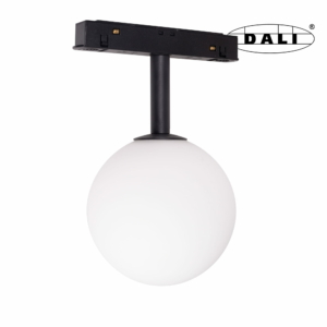 Kép 1/10 - MAXLIGHT Track Magnetic 48V-os sínrendszeres gömb lámpa, 6W, 3000K, 525 lm, Ø10 cm, fekete, DALI