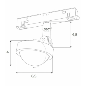 Kép 3/11 - MAXLIGHT Track Magnetic 48V-os sínrendszeres lámpa, állítható, 8W, 3000K, 767 lm,  Ø6.5 cm, fekete