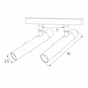 Kép 2/10 - MAXLIGHT Track Magnetic 48V-os sínrendszeres dupla spot lámpa, állítható, 2x5W, 3000K, 767 lm,  Ø2.5 cm, fekete