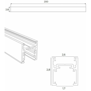 Kép 3/11 - MAXLIGHT Track Magnetic sínelem, falon kívűli, 2 méter, fekete, 2.8 cm magas