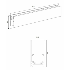 Kép 2/2 - MAXLIGHT Track Magnetic sínelem, falon kívűli, 1 méter, fehér, 5 cm magas