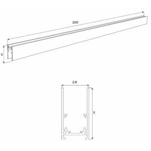 Kép 2/2 - MAXLIGHT Track Magnetic sínelem, falon kívűli, 2 méter, fehér, 5 cm magas