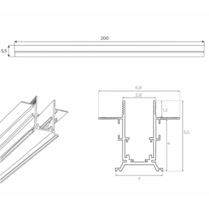 Kép 2/2 - MAXLIGHT Track Magnetic sínelem, süllyesztett, 2 méter, fehér