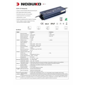 Kép 5/8 - NOBUKO LED tápegység 24V 250W IP67 10.5 A