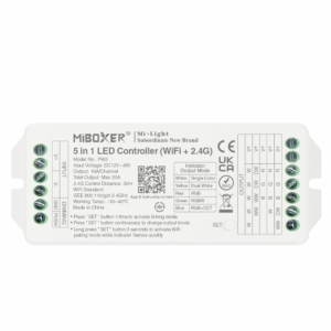 Kép 1/3 - MiLight PW5 5 az 1-ben LED vezérlő egyszínű, CCT, RGB, RGBW, RGB+CCT szalagokhoz, WIFI, 20A