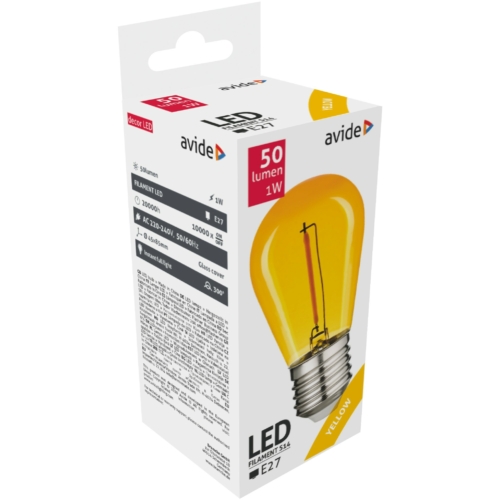 Avide Dekor LED Filament fényforrás 0.6W E27 Sárga
