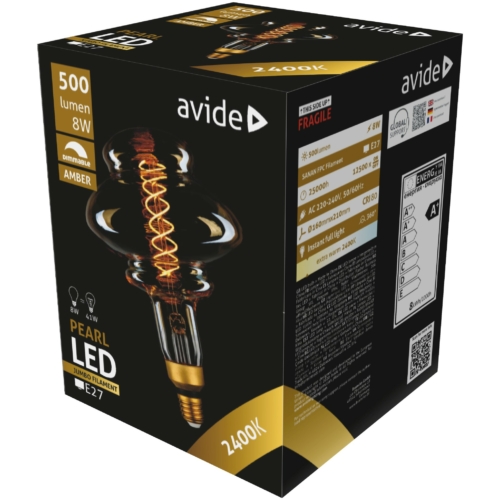 Avide LED Jumbo Filament Pearl Amber 8W E27 2400K dimmelhető, 500 lumen