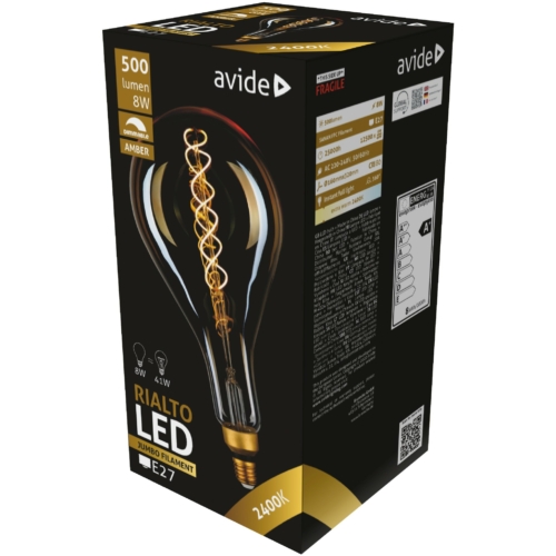 Avide LED Jumbo Filament Rialto Amber 8W E27 2400K dimmelhető