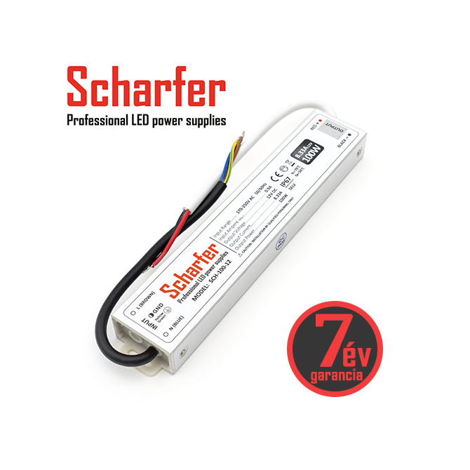 Scharfer Vízálló LED tápegység 12 Volt (100W/8.33A) IP67
