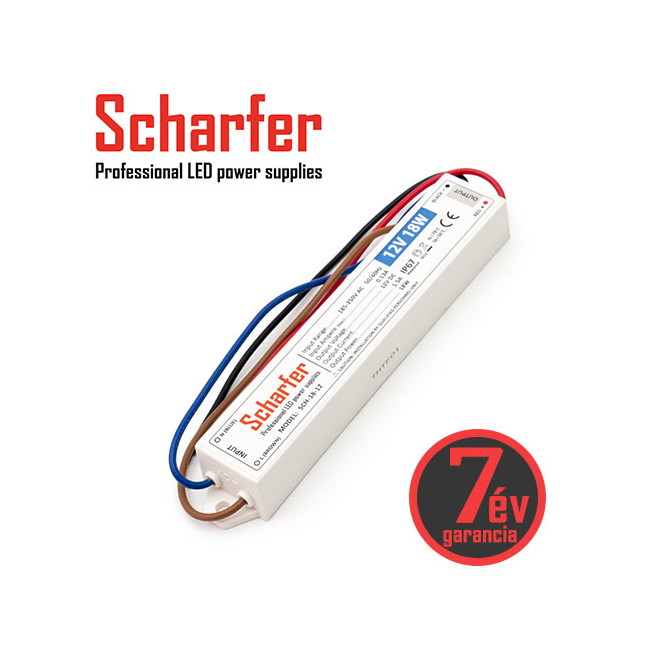 Scharfer Vízálló LED tápegység 12 Volt (18W/1.5A) IP67