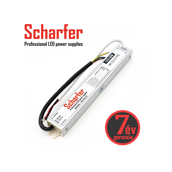 Scharfer Vízálló LED tápegység 12 Volt (60W/5A) IP67
