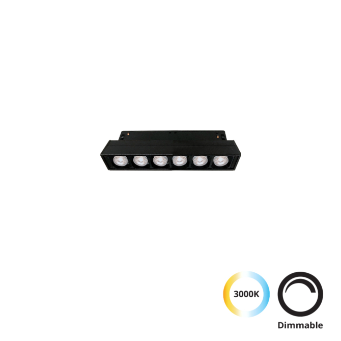 VIOKEF 4244401 Magnetic 48V-os sínrendszeres lineáris LED lámpa, 8W, 3000K, 525 lm, 12.5 cm, fekete, dimmelhető