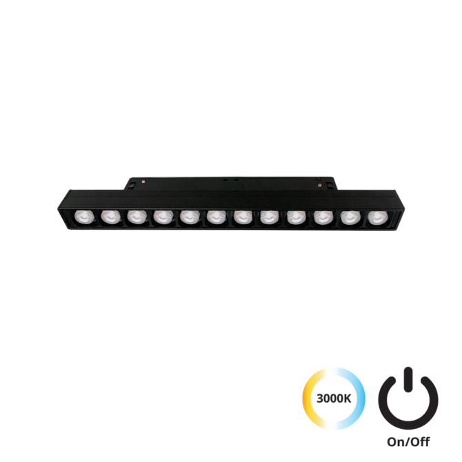 VIOKEF 4244402S Magnetic 48V-os sínrendszeres lineáris LED lámpa, 13W, 3000K, 1050 lm, 22 cm, fekete