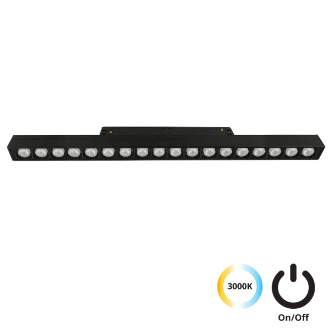VIOKEF 4244403S Magnetic 48V-os sínrendszeres lineáris LED lámpa, 19W, 3000K, 1750 lm, 32.8 cm, fekete