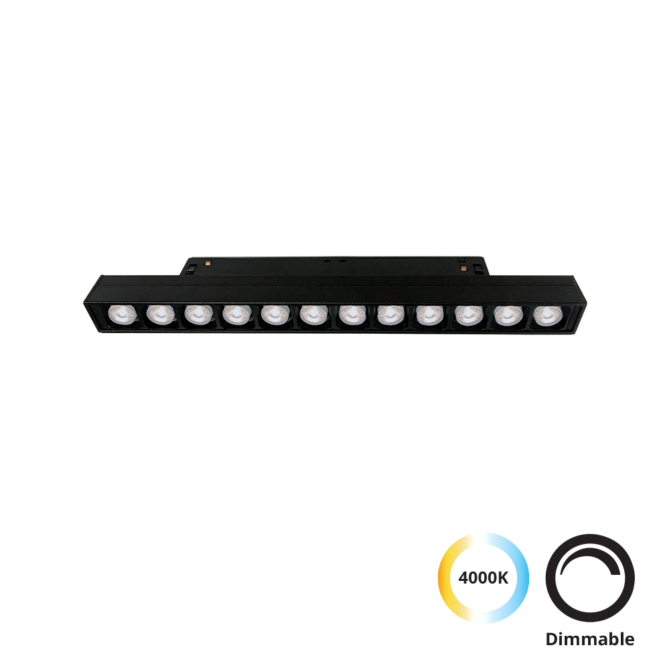 VIOKEF 4244412 Magnetic 48V-os sínrendszeres lineáris LED lámpa, 14W, 4000K, 1041 lm, 24.5 cm, fekete, dimmelhető