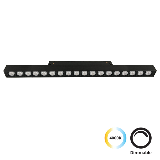 VIOKEF 4244413 Magnetic 48V-os sínrendszeres lineáris LED lámpa, 21W, 4000K, 1279 lm, 36.5 cm, fekete, dimmelhető