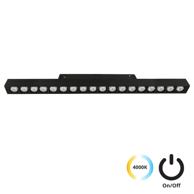 VIOKEF 4244413S Magnetic 48V-os sínrendszeres lineáris LED lámpa, 20W, 4000K, 1770 lm, 32.8 cm, fekete