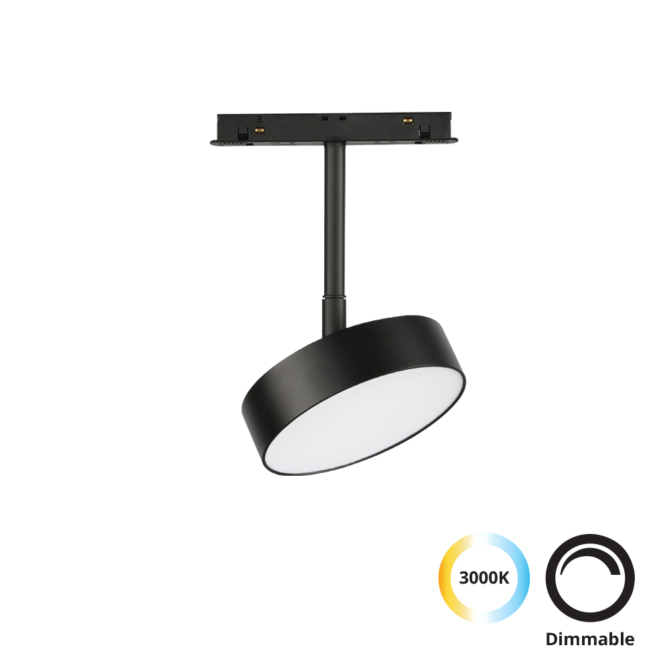 VIOKEF 4286500 Magnetic 48V-os sínrendszeres kör LED lámpa, 13W, 3000K, 471 lm, Ø 9.5 cm, fekete, dimmelhető