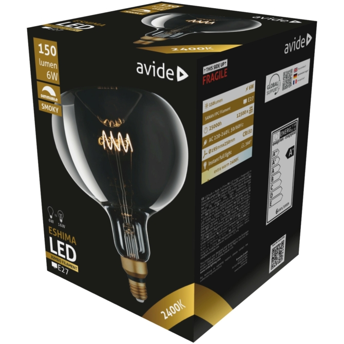 Avide LED Jumbo Filament Eshima Smoky 6W E27 2400K dimmelhető, 150 lumen