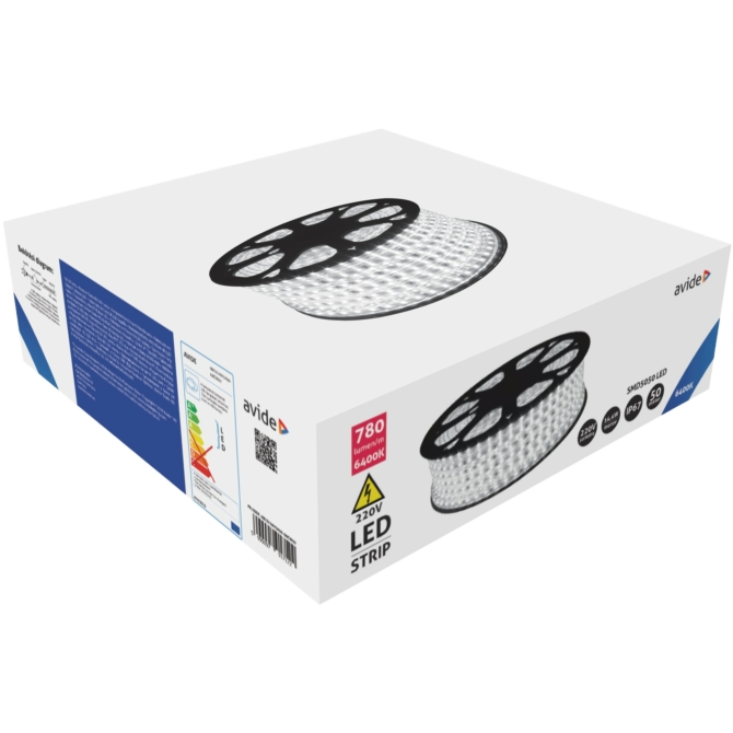 Avide LED Szalag 220V 14.4W 6400K IP67 50m, 5050
