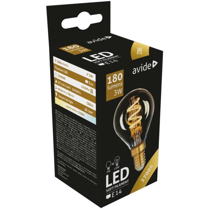 Avide LED Soft Filament izzó Mini Globe 3W E14 360° EW 2700K (K)
