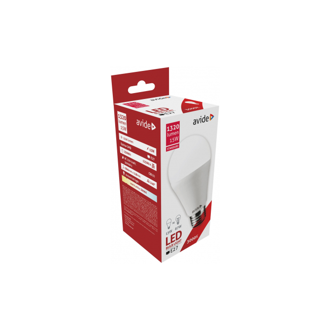 Avide LED Globe Standard A60 15W E27 WW, 3000K, 1320 lm (K)