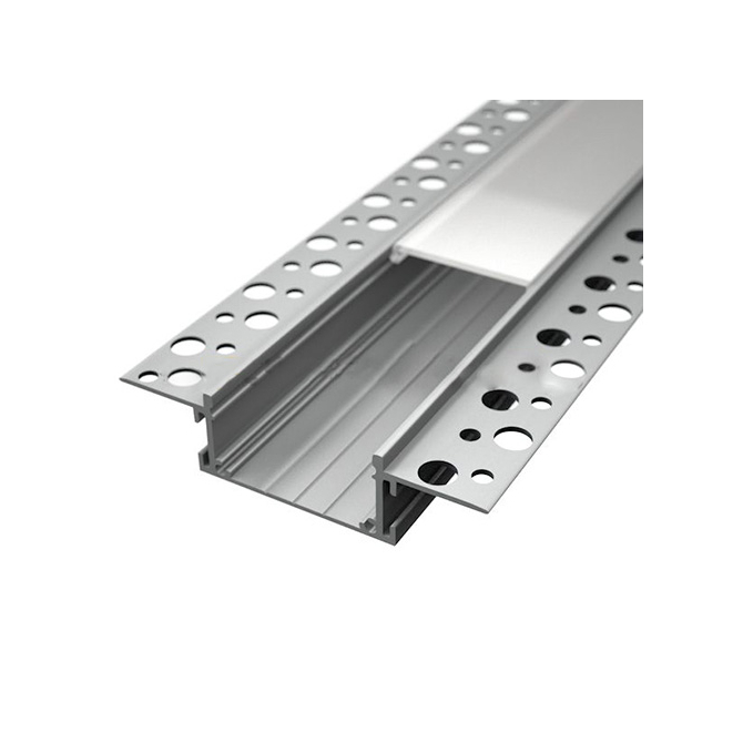 LED Profiles ALP-014 Ezüst - Gipszkartonba süllyeszthető alu profil LED szalaghoz (Opál búrával)