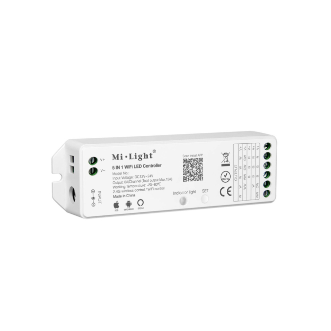 MiLight univerzális 5 az 1-ben WiFi Smart vezérlő LED szalaghoz, 15A