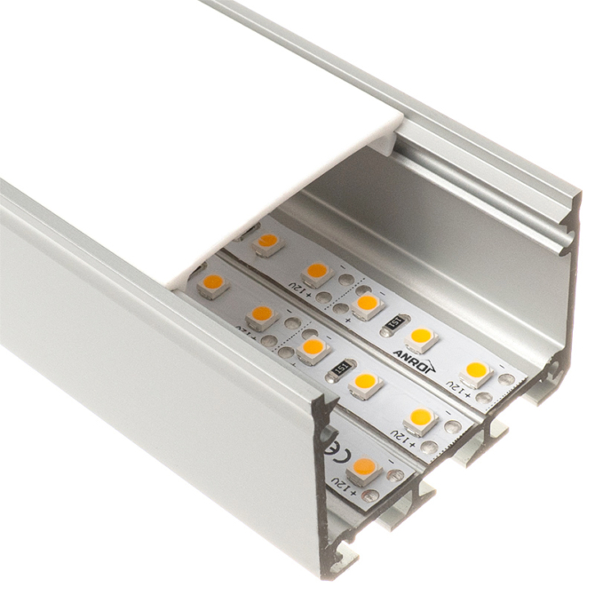 Lumines ILEDO Ezüst - Alu XXL U profil LED szalaghoz, függeszthető (Opál PMMA búrával)