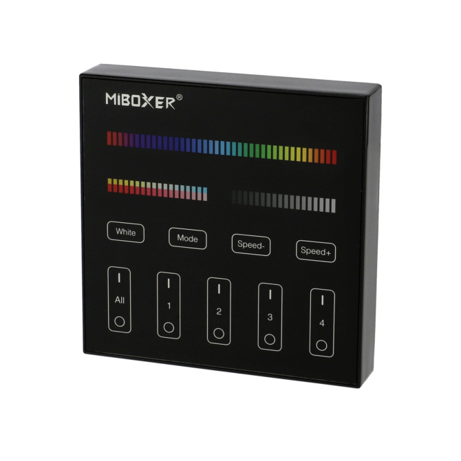 MiLight Group Control RGB+CCT Fali FullColor szabályzó panel, B4, elemes, fekete