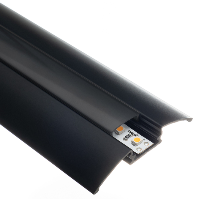 Led Profiles ALP-021 Fekete - Alumínium burkolatváltó profil LED szalaghoz (Fekete búrával)